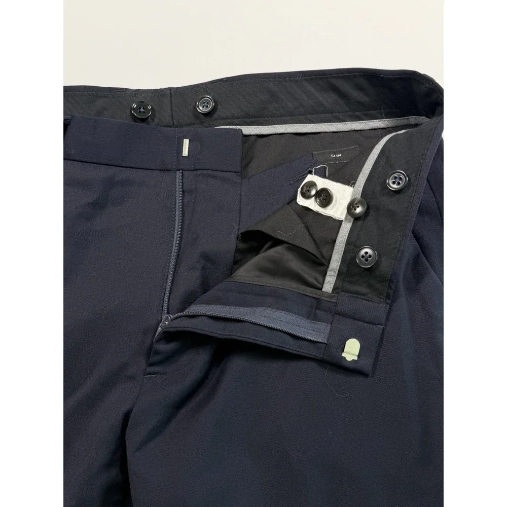 J Crew Ludlow Pants Men's 31x30 Wool Blend Slim Four Season Wool Navy Blue